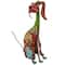 19" Multicolor Metal Dog Garden Sculpture with Floral Pattern